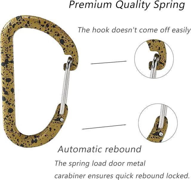 Alt view image 2 of 7 - Carabiner Clip Bag Clips Keychain Key Ring Chain Holder Self-Locking Heavy Duty Zinc Alloy Hook for Gym/Camping/Pet 2.36in