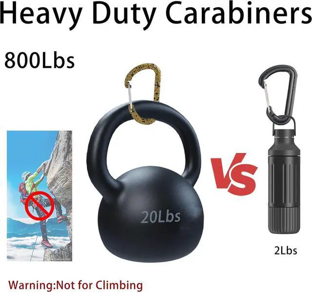Alt view image 4 of 7 - Carabiner Clip Bag Clips Keychain Key Ring Chain Holder Self-Locking Heavy Duty Zinc Alloy Hook for Gym/Camping/Pet 2.36in