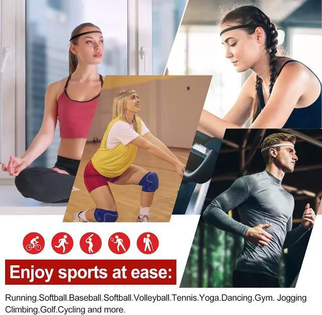 Alt view image 5 of 7 - Sibba Workout Headbands Soccer Sports Athletic Hair Accessories 4 PCS Elastic Tie Non Slip Grip Backing Headwear Running Softball Spa Adjustable Nylon Hairband Youth Women Toddler Girls Kids Teens