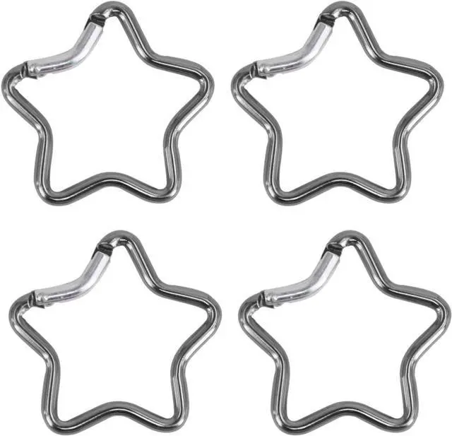 Main image of 4Pcs Silver Carabiner Clip Star Shaped Climbing Buckle Aluminum Alloy Heavy Duty Keyring Hook for Camping Fishing Hiking Traveling Spring Loaded Carabiner Accessory and Keychain Carabiners Accessories
