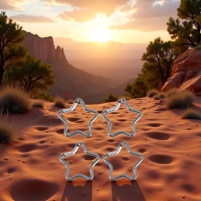 Alt view image 5 of 7 - 4Pcs Silver Carabiner Clip Star Shaped Climbing Buckle Aluminum Alloy Heavy Duty Keyring Hook for Camping Fishing Hiking Traveling Spring Loaded Carabiner Accessory and Keychain Carabiners Accessories