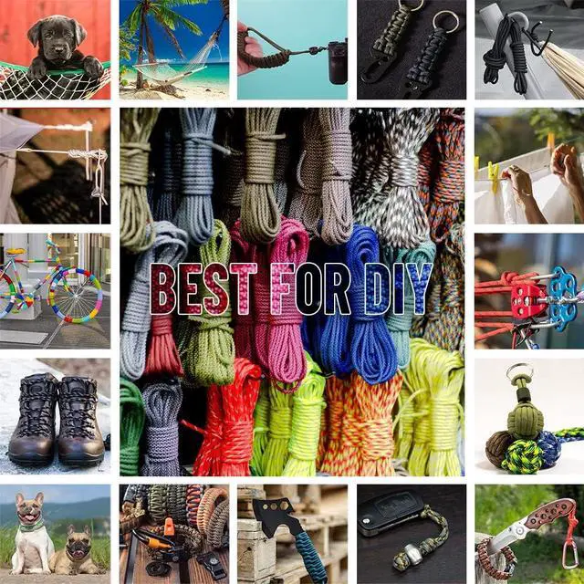 Alt view image 5 of 7 - HERCULES Type III Paracord 550 Paracord Rope Parachute Cord, 50' Black for Survival Rope, Survival Cord