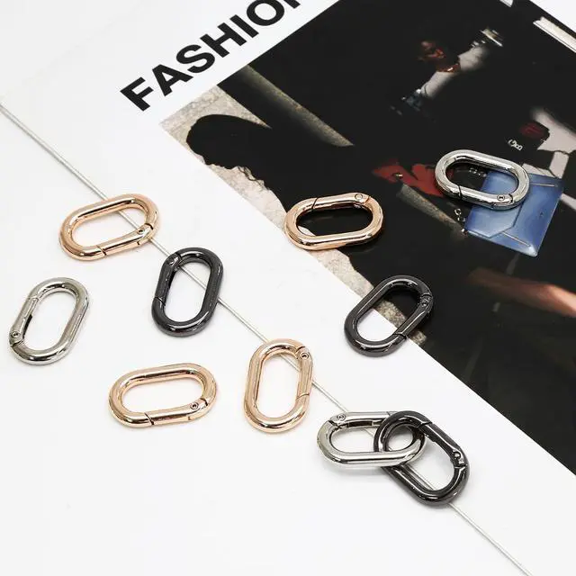 Alt view image 3 of 7 - Hordion 10pcs Spring Key Ring Tiny Carabiner Clip, Oval