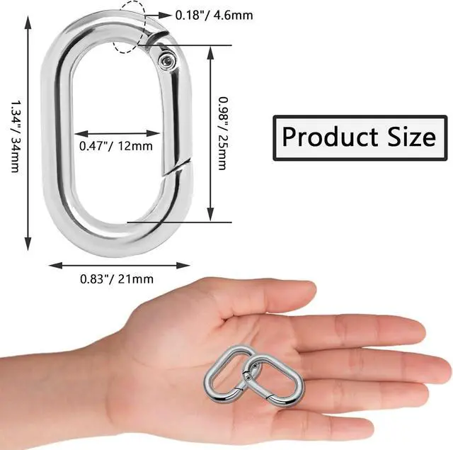 Alt view image 6 of 7 - Hordion 10pcs Spring Key Ring Tiny Carabiner Clip, Oval