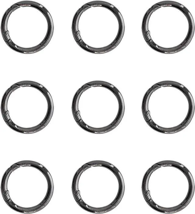 Main image of 10-Pack 1" Spring o Rings, Round Spring o Rings | Round carabiner clip, Metal Keychain Clips for Lanyards, Handbags, ID Badges (Black)