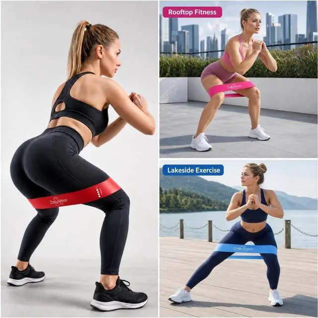 Alt view image 5 of 5 - 5-Pack Workout Resistance Bands, Elastic Home Gym Equipment | Ideal for strength, stretching, Pilates & yoga. Suits physical therapy, leg/glute/arm training. Practical & multi-use