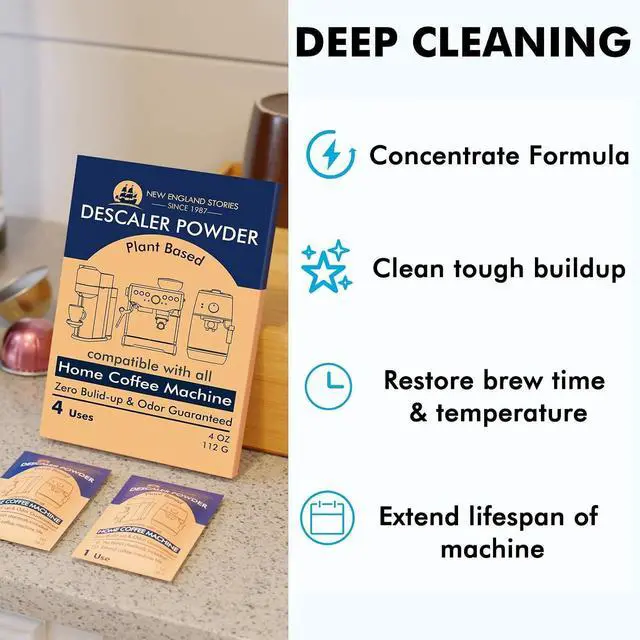 Alt view image 2 of 7 - Descaling Powder Solution (4 Uses) Removes Scale and Build-Up, Automatic Coffee Pots & Makers & Espresso Machines Descaler, Compatible with Keurig Breville Nespresso Delonghi Ninja
