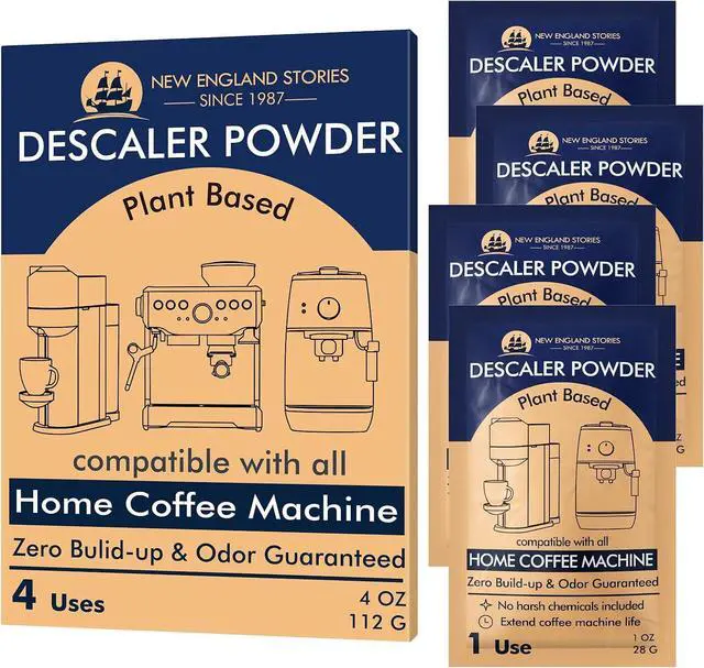 Main image of Descaling Powder Solution (4 Uses) Removes Scale and Build-Up, Automatic Coffee Pots & Makers & Espresso Machines Descaler, Compatible with Keurig Breville Nespresso Delonghi Ninja