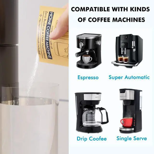 Alt view image 4 of 7 - Descaling Powder Solution (4 Uses) Removes Scale and Build-Up, Automatic Coffee Pots & Makers & Espresso Machines Descaler, Compatible with Keurig Breville Nespresso Delonghi Ninja