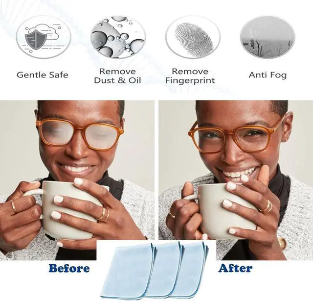 Alt view image 2 of 7 - Anti-Fog Eyeglasses Cleaning Cloth, Anti Fog Wipe for Glasses Goggles Motorcycle Helmet Camera Lens, Reusable 500 Times(3 Packs)
