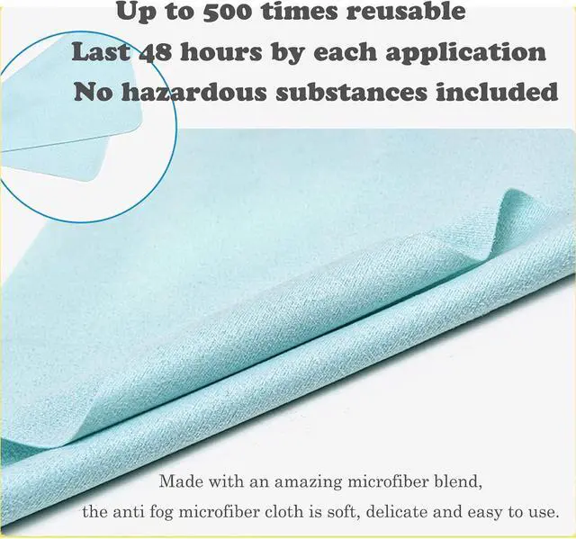 Alt view image 4 of 7 - Anti-Fog Eyeglasses Cleaning Cloth, Anti Fog Wipe for Glasses Goggles Motorcycle Helmet Camera Lens, Reusable 500 Times(3 Packs)