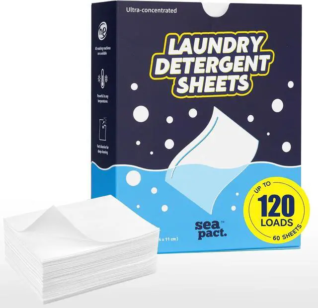 Main image of Eco-Friendly Laundry Detergent Sheets, 120 Loads Fresh Linen Scent, Powerful Cleaning Dissolves Easily Zero Waste Hypoallergenic Laundry Sheets for Sensitive Skin Travel Home