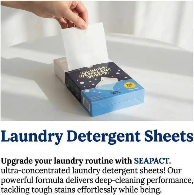 Alt view image 5 of 7 - Eco-Friendly Laundry Detergent Sheets, 120 Loads Fresh Linen Scent, Powerful Cleaning Dissolves Easily Zero Waste Hypoallergenic Laundry Sheets for Sensitive Skin Travel Home