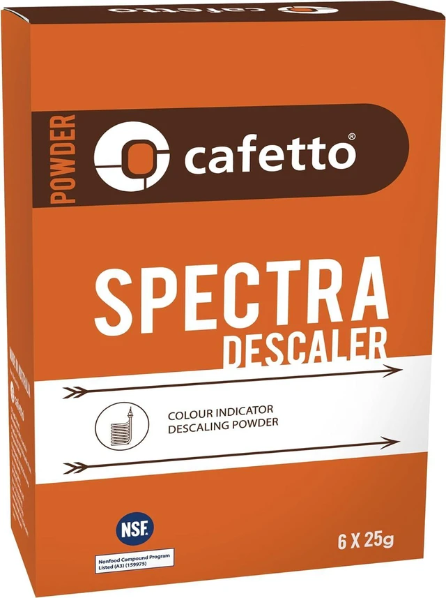 Main image of Cafetto Spectra Espresso Machine Descaler, Color Indicator Descaling Cleaning Powder Designed for Espresso Machine Water Tanks, Boilers and Coffee Brewers (Pack of 6)