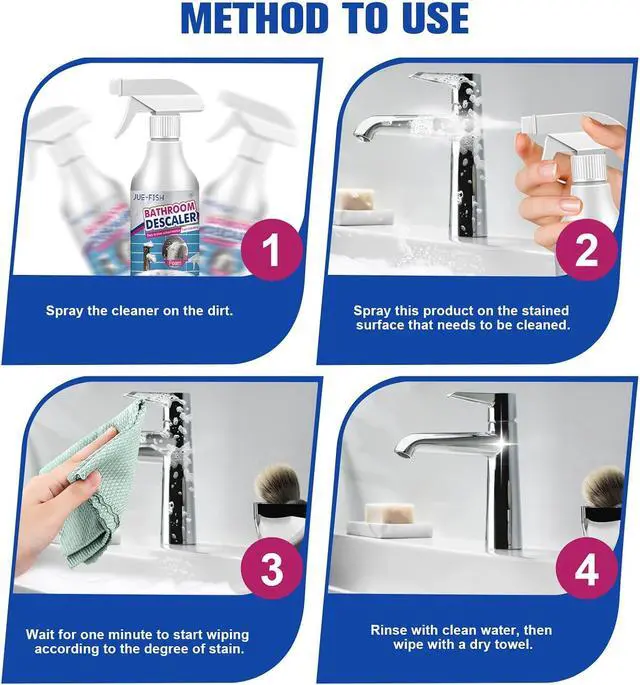 Alt view image 6 of 7 - Compensai 2Pcs Stubborn Stains Cleaner,Limescale Cleaner,Bathroom Foam Cleaner Spray,Bathroom Descaler Cleaner,All-Purpose Bathrooms Descaler Foam Spray
