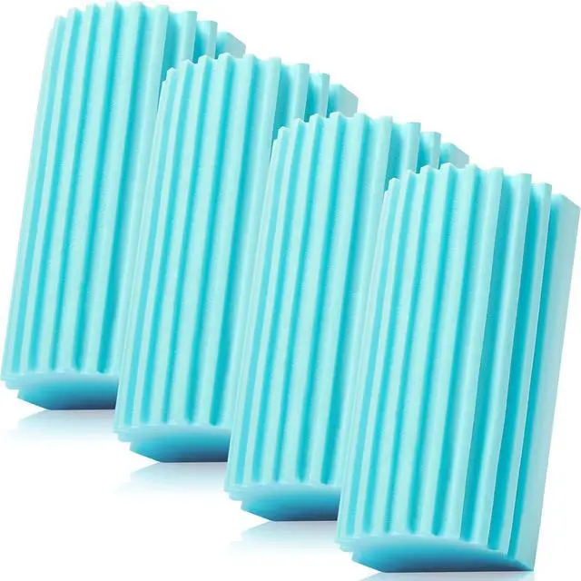 Main image of 4 Pack Damp Dusting Sponge Duster, Blue Dust Cleaning Sponge, Reusable Household Cleaning Sponge Tool for Blinds, floorboards, Fan Blades, Vents, Glass, Railings, Mirrors