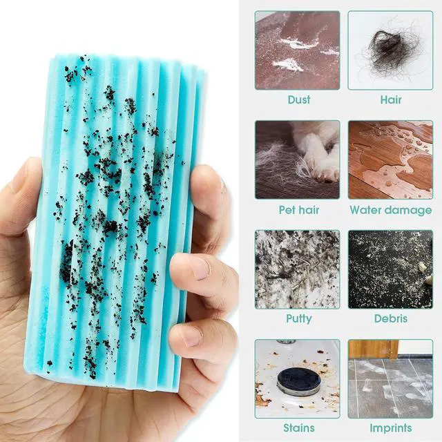 Alt view image 3 of 6 - 4 Pack Damp Dusting Sponge Duster, Blue Dust Cleaning Sponge, Reusable Household Cleaning Sponge Tool for Blinds, floorboards, Fan Blades, Vents, Glass, Railings, Mirrors