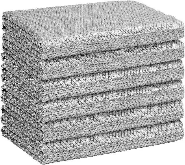Main image of HOMEXCEL Glass Cleaning Cloths 6 PK, Lint Free Towel for Windows, Grey | 16"X14" Microfiber Cloths With Magic Cleaning Power for Mirrors, Screens, Glasses, Stainless Steel