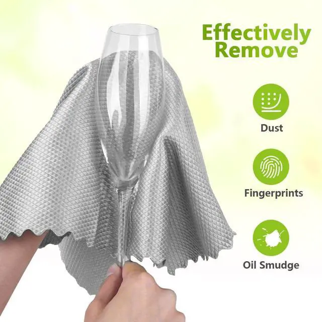 Alt view image 4 of 7 - HOMEXCEL Glass Cleaning Cloths 6 PK, Lint Free Towel for Windows, Grey | 16"X14" Microfiber Cloths With Magic Cleaning Power for Mirrors, Screens, Glasses, Stainless Steel