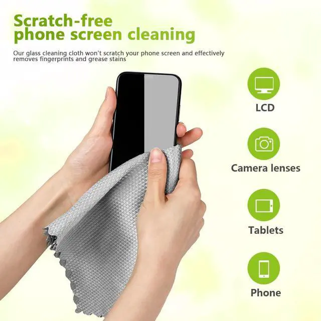 Alt view image 5 of 7 - HOMEXCEL Glass Cleaning Cloths 6 PK, Lint Free Towel for Windows, Grey | 16"X14" Microfiber Cloths With Magic Cleaning Power for Mirrors, Screens, Glasses, Stainless Steel