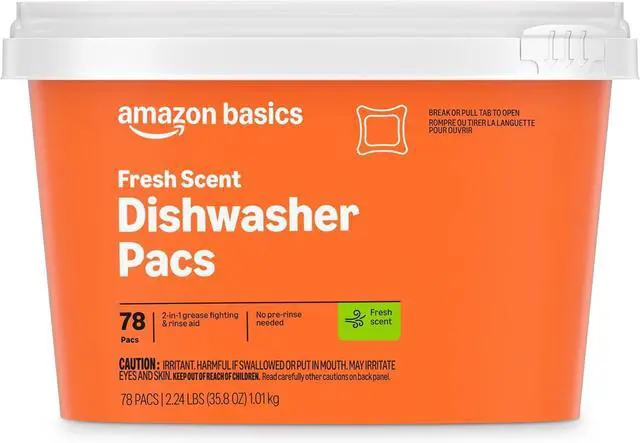 Main image of Amazon Basics Dishwasher Detergent Pacs, Fresh Scent, 78 Count