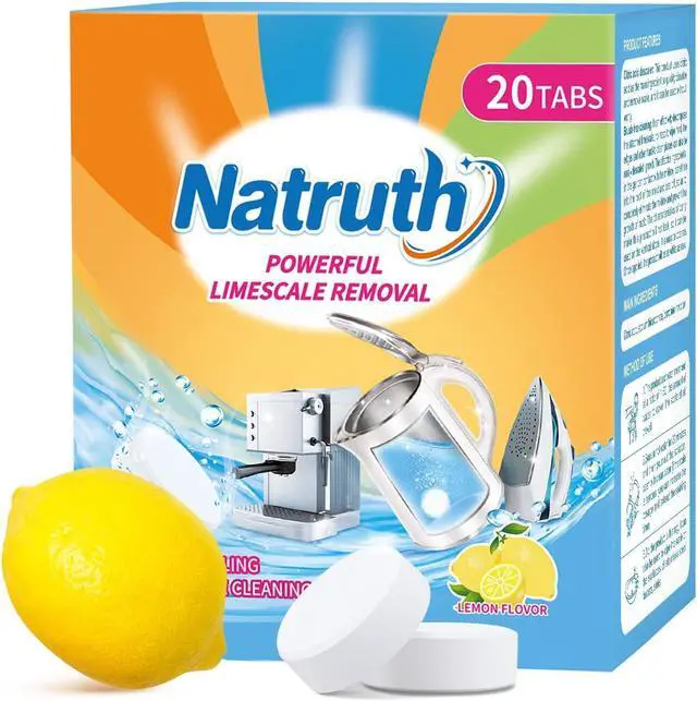 Main image of NATRUTH 20 Packs Powerful Limescale Removal,Efficient Water Bottle Cleaning Tablets,Odor-Free KETTLE & Coffee Cup Cleaner Tablets,Descaler for Coffee Machine,Natural Stainless Steel Cup Cleaners