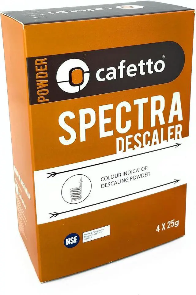 Main image of Cafetto Spectra Espresso Machine Descaler, Color Indicator Descaling Cleaning Powder Designed for Espresso Machine Water Tanks, Boilers and Coffee Brewers (Pack of 4)