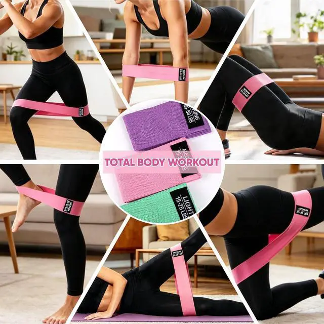 Alt view image 2 of 7 - OKbulter Resistance Bands for Working Out, 3 Levels Exercise Bands Set | 3 Levels Exercise Bands Set for Legs, Hips, Strength Training, Pilates, Yoga and Rehab for Women & Men