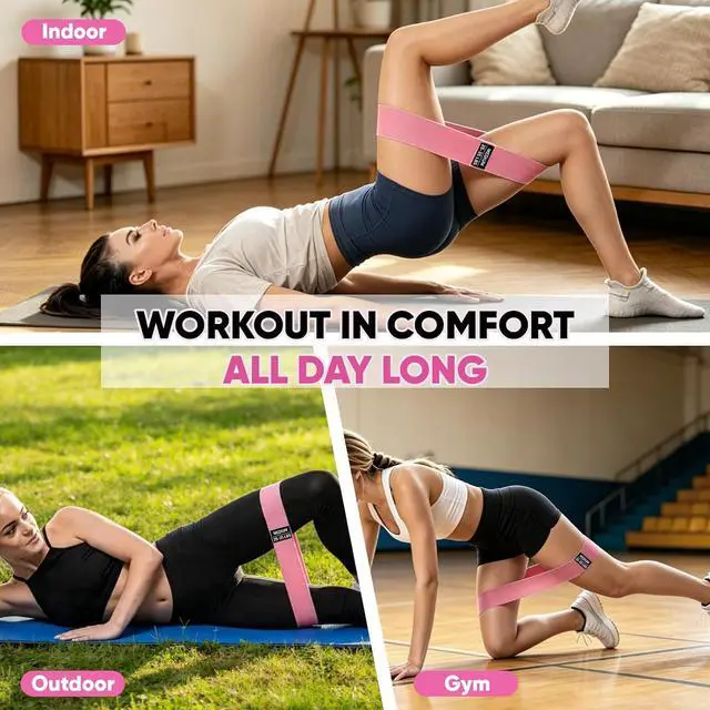 Alt view image 7 of 7 - OKbulter Resistance Bands for Working Out, 3 Levels Exercise Bands Set | 3 Levels Exercise Bands Set for Legs, Hips, Strength Training, Pilates, Yoga and Rehab for Women & Men
