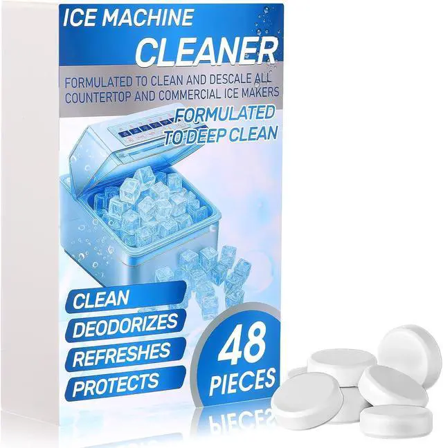 Main image of 4 Pack 48 Pcs Ice Machine Cleaner Tablets Descaler, Clean Tablets for Ice Makers, Scale Remover for Countertop, Deep Cleaning, Remove Odor