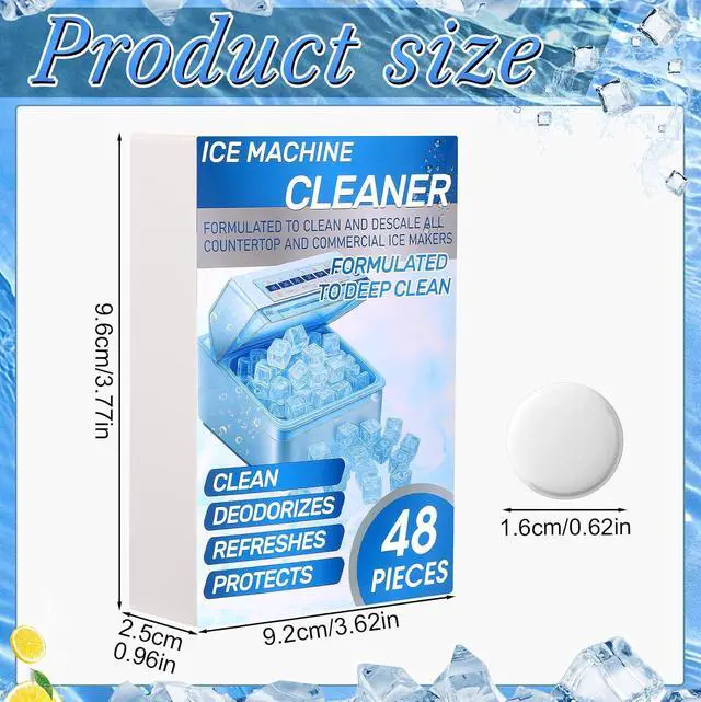 Alt view image 2 of 6 - 4 Pack 48 Pcs Ice Machine Cleaner Tablets Descaler, Clean Tablets for Ice Makers, Scale Remover for Countertop, Deep Cleaning, Remove Odor