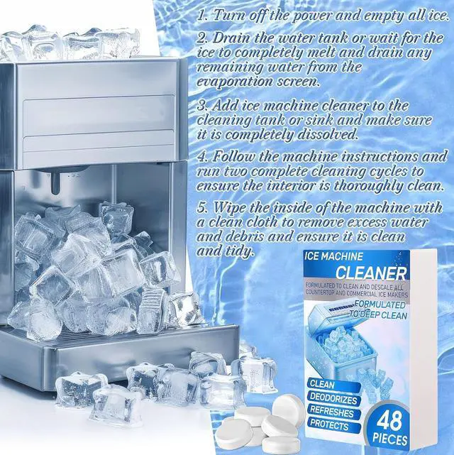 Alt view image 4 of 6 - 4 Pack 48 Pcs Ice Machine Cleaner Tablets Descaler, Clean Tablets for Ice Makers, Scale Remover for Countertop, Deep Cleaning, Remove Odor