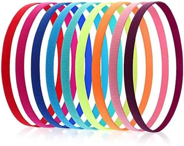 Main image of 6 Pcs Colored Thin Elastic Headbands Skinny Stretchy Headbands for Women Girls Yoga Sports Hair Band with Non Slip Silicone Grip Athletic for Women Hair Accessories
