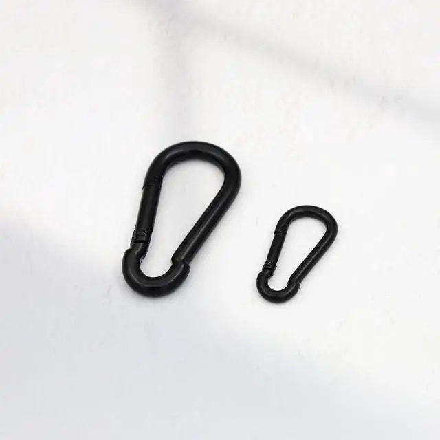Alt view image 2 of 6 - Black Stainless Steel Carabiner Clip - Heavy Duty Electroplated Spring Hook for Outdoor Sports, Climbing and Keychain