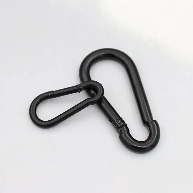 Alt view image 4 of 6 - Black Stainless Steel Carabiner Clip - Heavy Duty Electroplated Spring Hook for Outdoor Sports, Climbing and Keychain
