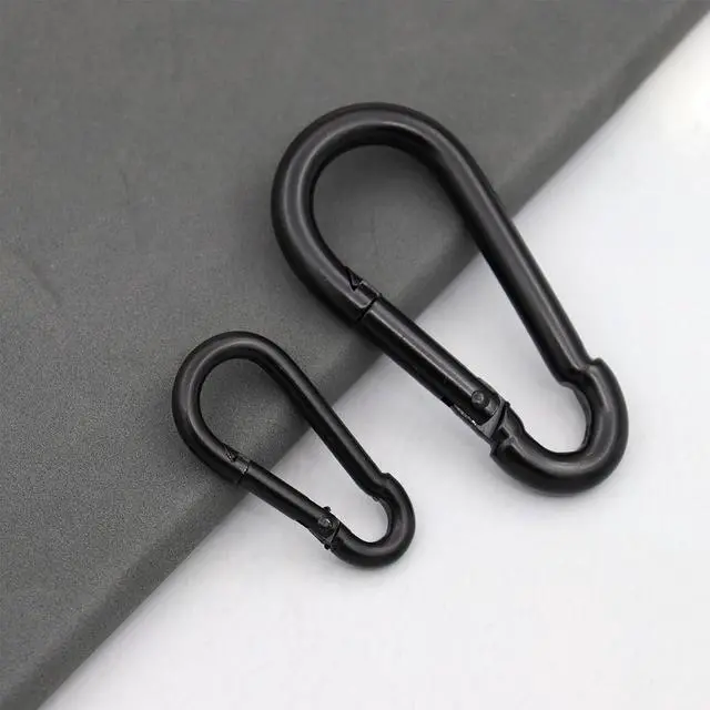 Alt view image 6 of 6 - Black Stainless Steel Carabiner Clip - Heavy Duty Electroplated Spring Hook for Outdoor Sports, Climbing and Keychain