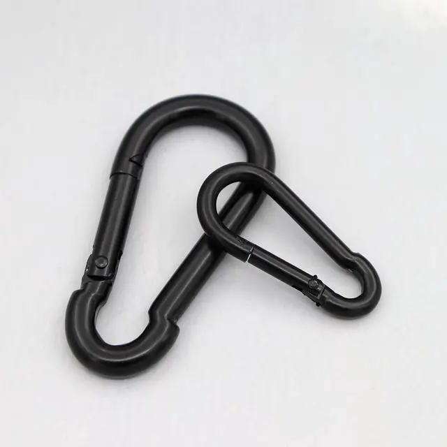 Alt view image 5 of 6 - Black Stainless Steel Carabiner Clip - Heavy Duty Electroplated Spring Hook for Outdoor Sports, Climbing and Keychain
