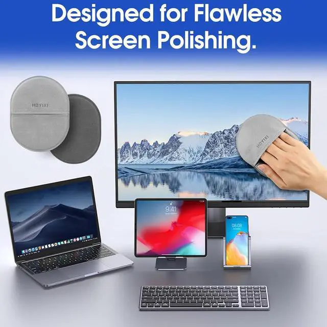 Alt view image 3 of 7 - HoYiXi Microfiber Screen Cleaning Cloth for Laptops, Computer, Tablets, TV, Cellphone, Camera,Kindle eReaders,iPad, iPhone, Mac Book, Car Screen,Monitors,Smartscreen,Premium Polishing Cloth,Grey