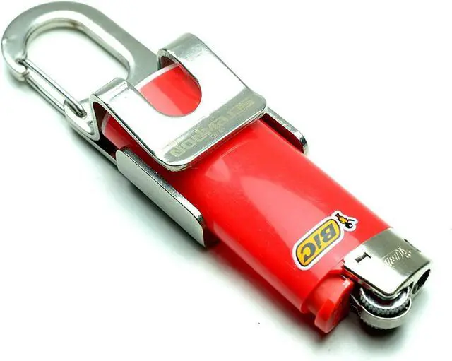 Alt view image 3 of 7 - Screwpop Bic Standard Full-Size Lighter Holder Keychain Multi Tool with Carabiner Clip and Bottle Opener Stainless Steel Construction (Lighter Not Included)