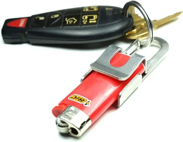 Alt view image 7 of 7 - Screwpop Bic Standard Full-Size Lighter Holder Keychain Multi Tool with Carabiner Clip and Bottle Opener Stainless Steel Construction (Lighter Not Included)