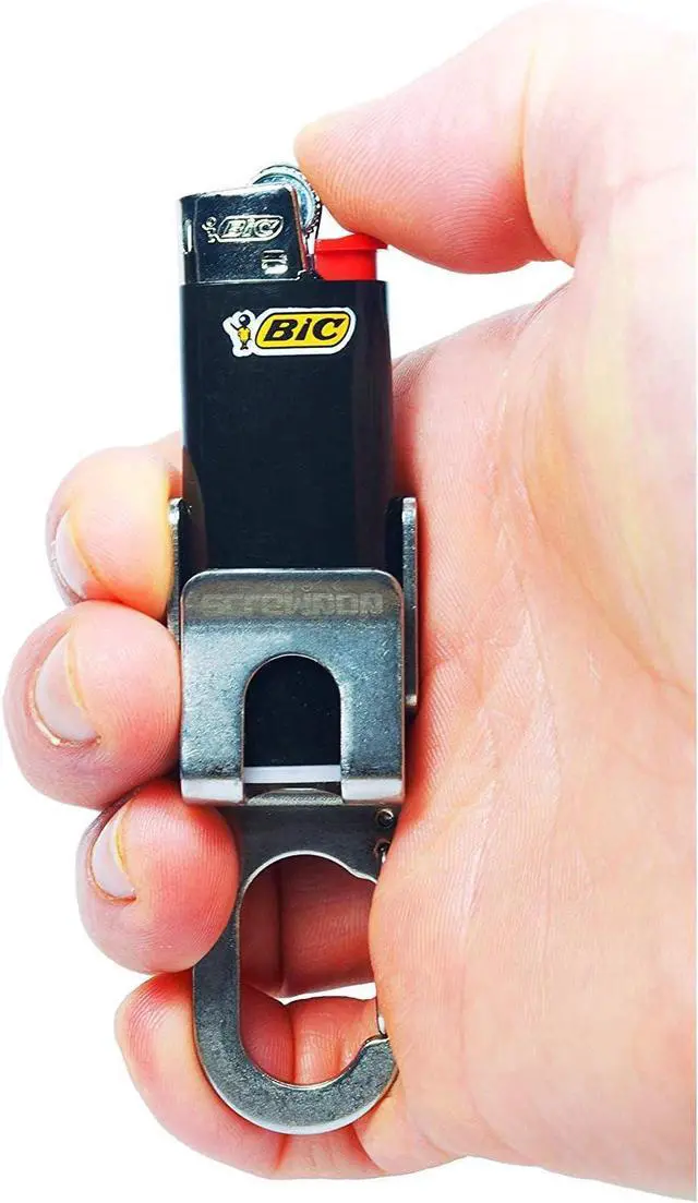 Alt view image 4 of 7 - Screwpop Bic Standard Full-Size Lighter Holder Keychain Multi Tool with Carabiner Clip and Bottle Opener Stainless Steel Construction (Lighter Not Included)
