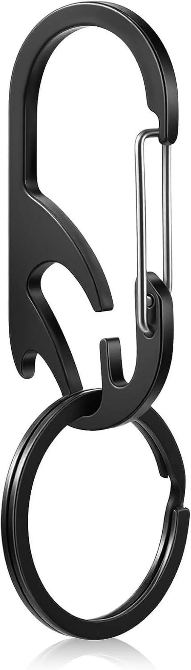 Main image of Tyqour Key Carabiner Clips, Carabiner Keychain with Bottle Opener, Key Holder for Keychain, Heavy Duty Stainless Steel Keychain Hook for Men and Women (Black,1-Pack)