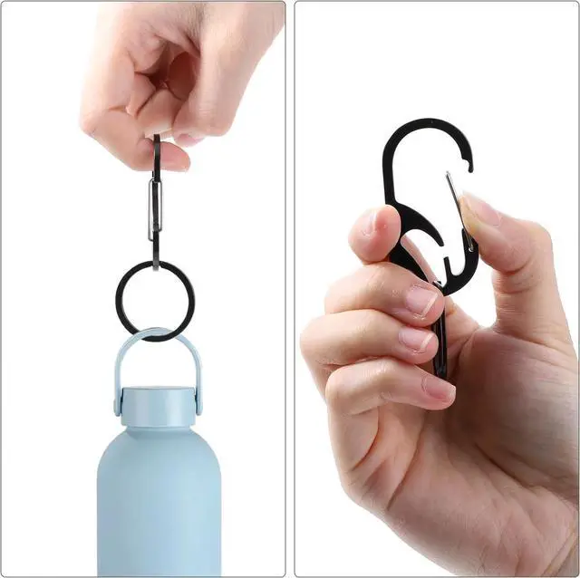 Alt view image 6 of 7 - Tyqour Key Carabiner Clips, Carabiner Keychain with Bottle Opener, Key Holder for Keychain, Heavy Duty Stainless Steel Keychain Hook for Men and Women (Black,1-Pack)