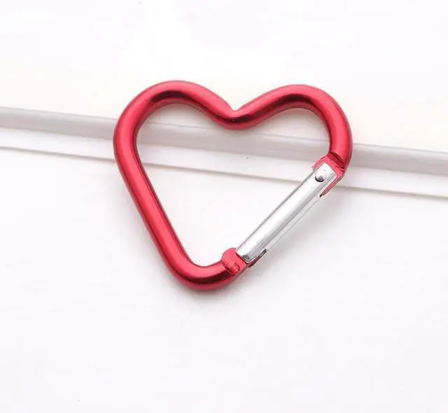 Alt view image 2 of 7 - Carabiner Clip, Heart Shaped Climbing Buckle, Aluminum Alloy Heavy Duty Keyring Hook for Camping Fishing Hiking Traveling Aluminum Key Chain Clip Accessories