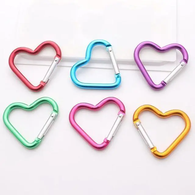 Alt view image 4 of 7 - Carabiner Clip, Heart Shaped Climbing Buckle, Aluminum Alloy Heavy Duty Keyring Hook for Camping Fishing Hiking Traveling Aluminum Key Chain Clip Accessories