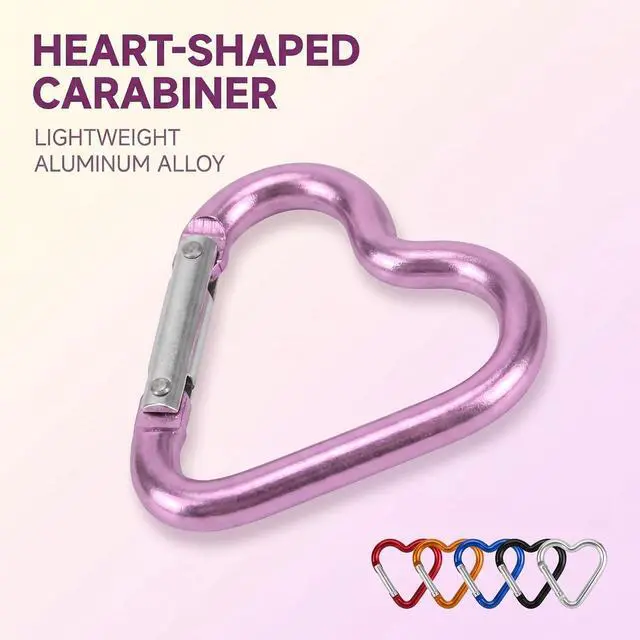 Alt view image 2 of 7 - Carabiner Clip, Heart Shaped Climbing Buckle, Aluminum Alloy Heavy Duty Keyring Hook for Camping Fishing Hiking Traveling Aluminum Key Chain Clip Accessories