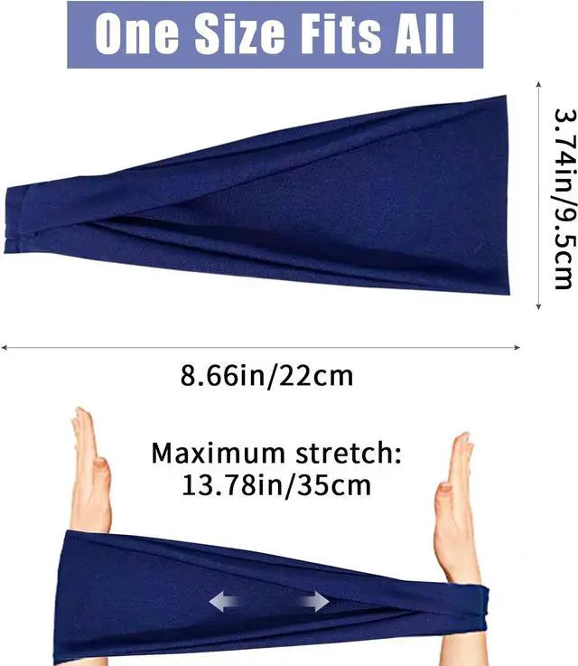 Alt view image 7 of 7 - Sports Headbands for Men,Moisture Wicking Workout Headband,Workout Sweatbands for Running Cycling Yoga(2 Pcs,Black and Blue)