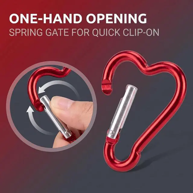 Alt view image 4 of 7 - Carabiner Clip, Heart Shaped Climbing Buckle, Aluminum Alloy Heavy Duty Keyring Hook for Camping Fishing Hiking Traveling Aluminum Key Chain Clip Accessories