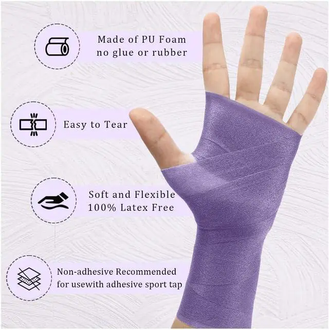Alt view image 4 of 6 - Pre Wrap,Prewrap,Pre Wrap Athletic,Prewrap Athletic Tape,Pre Wrap for Hair Soccer,Prewrap Athletic Tape for Hair,Athletic Wrap,Soccer Pre Wrap,Pre Wrap Tape,Foam Wrap,Athletic Prewrap (Purple)