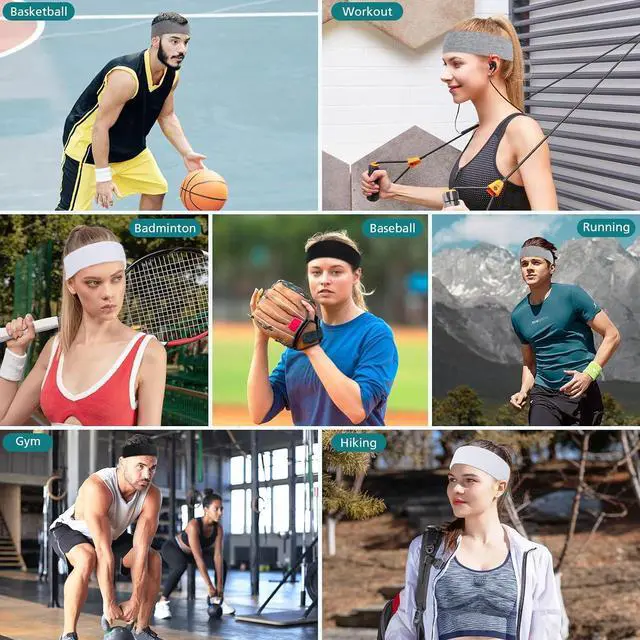 Alt view image 5 of 6 - Hishexin Headbands for Women Non Slip, Stretchy Sweat Headband for Workout Yoga Running, Head Bands for Women's Hair - 8 Pack